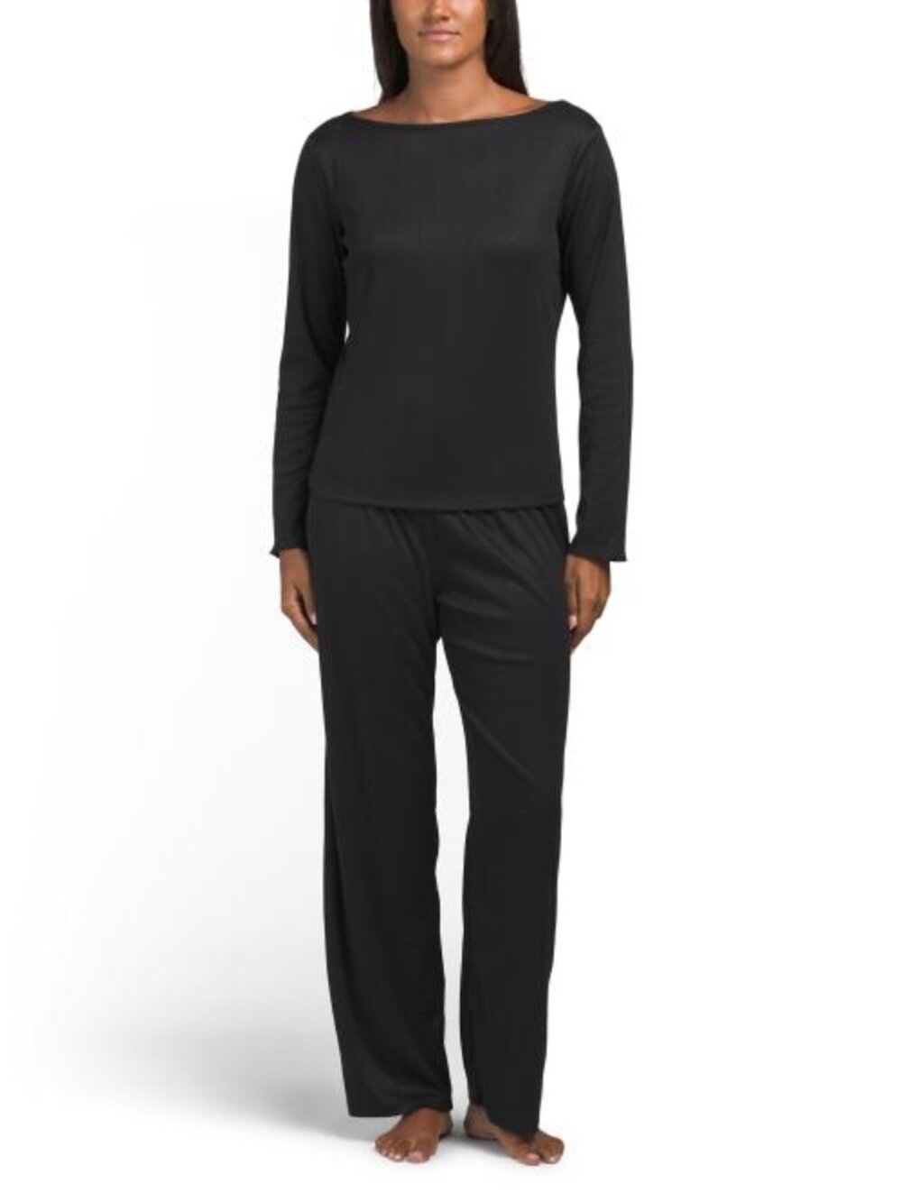 RACHEL ZOE 2pc Pointelle Boat Neck Top And Pants Pajama Set